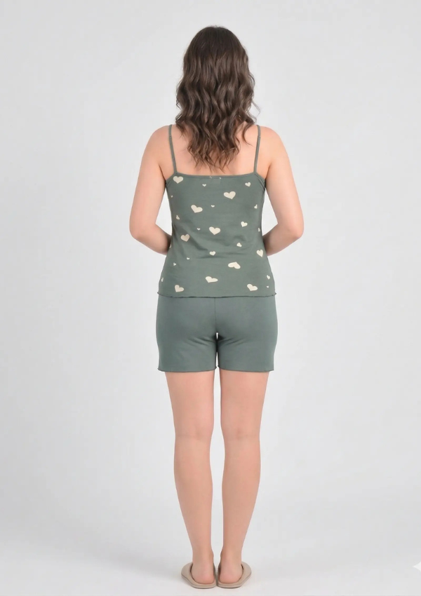 Piżama Damska Green Hearts, Zielony, M - 2XL