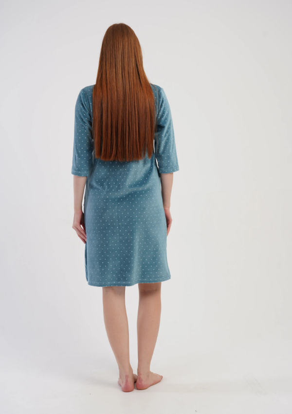 Szlafrok damski Welurowy Vienetta Blue Velour, Różowy, r. M-XXL