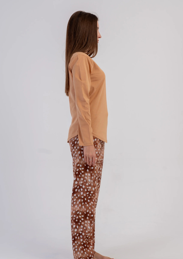 Piżama Damska Vienetta, Caramel Deer, Karmelowy, r. M-XXL