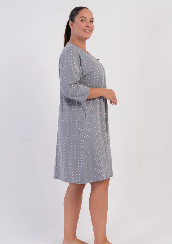 Szlafrok damski Vienetta Silver Dot, Szary, r. 1XL-4XL