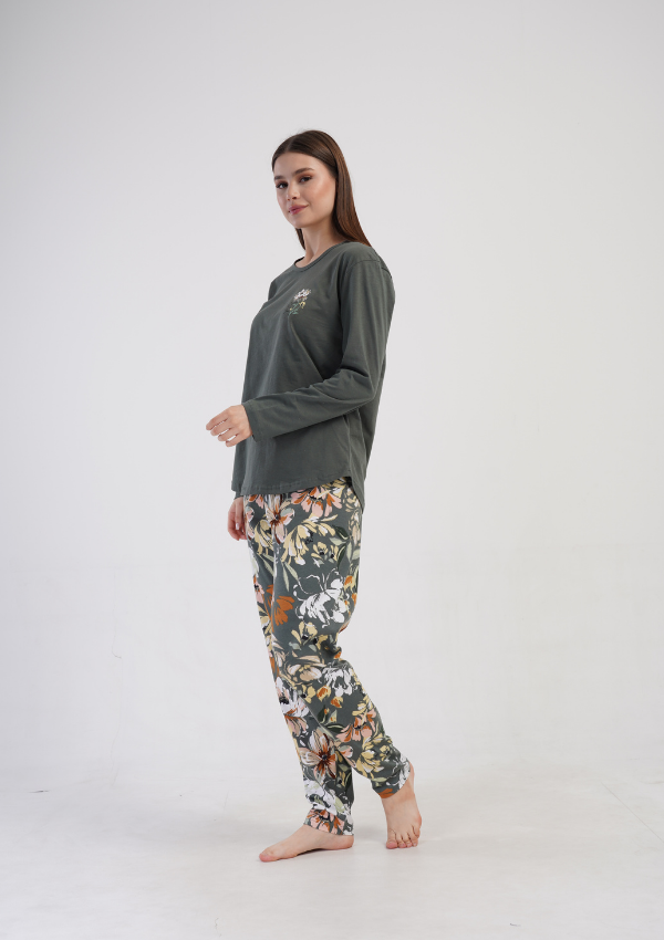 Piżama Damska Vienetta Floral Haven, Zielony, r. 1XL-4XL