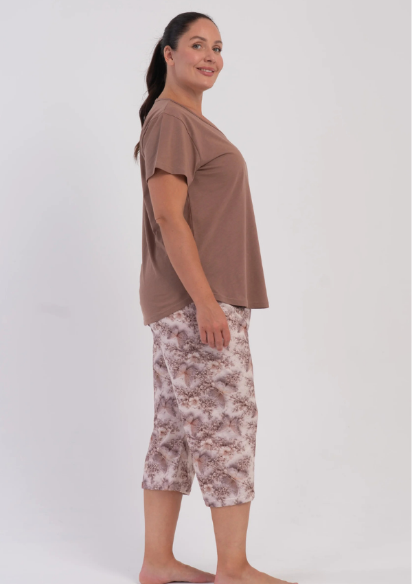 Piżama Damska Vienetta Cocoa Butterfly, Brązowy, r. 1XL-4XL