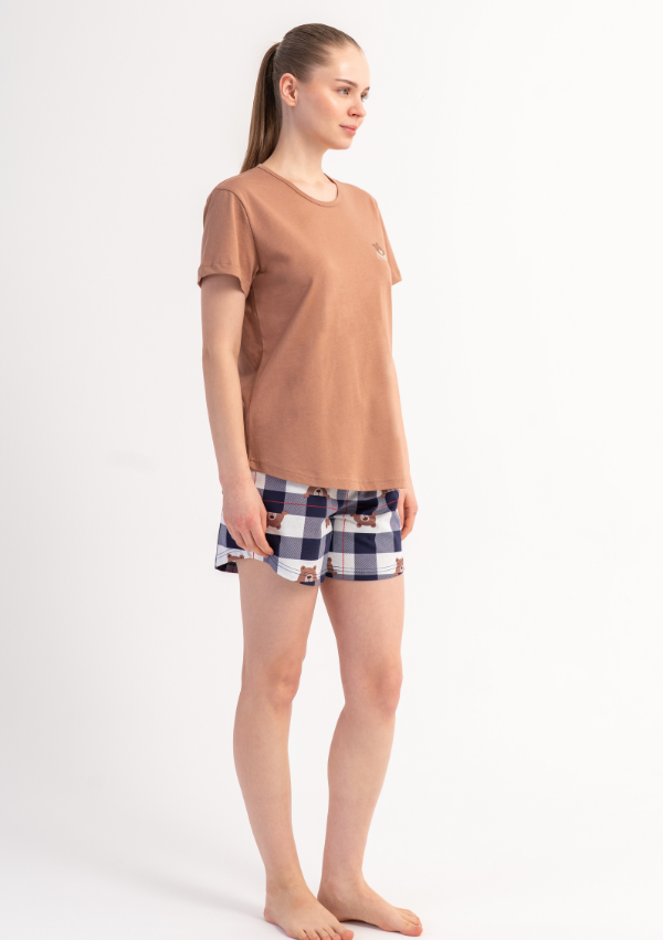 Piżama Damska Vienetta Beige Bear, Beżowy, S -XL