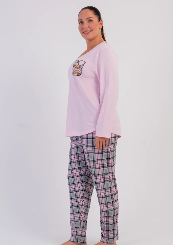 Piżama Damska Vienetta Rose Teddy, Różowy, r. 1XL-4XL