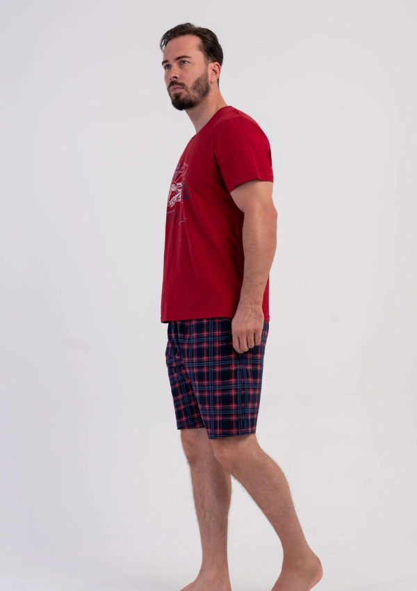 Piżama Męska Vienetta Trip Summer, Czerwony, r. S-XL