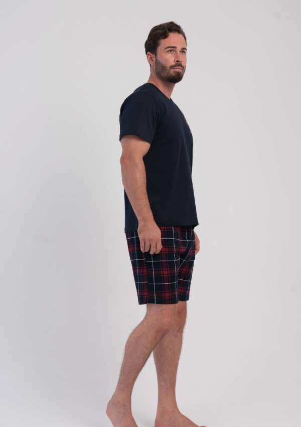 Piżama Męska Vienetta Navy Burgundy, Granatowy, r. M-XXL