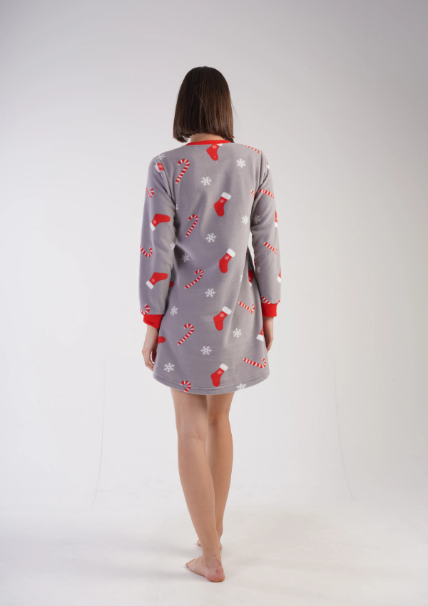 Koszula Nocna Damska Vienetta Winter Comfort, Szary, r. S - XL