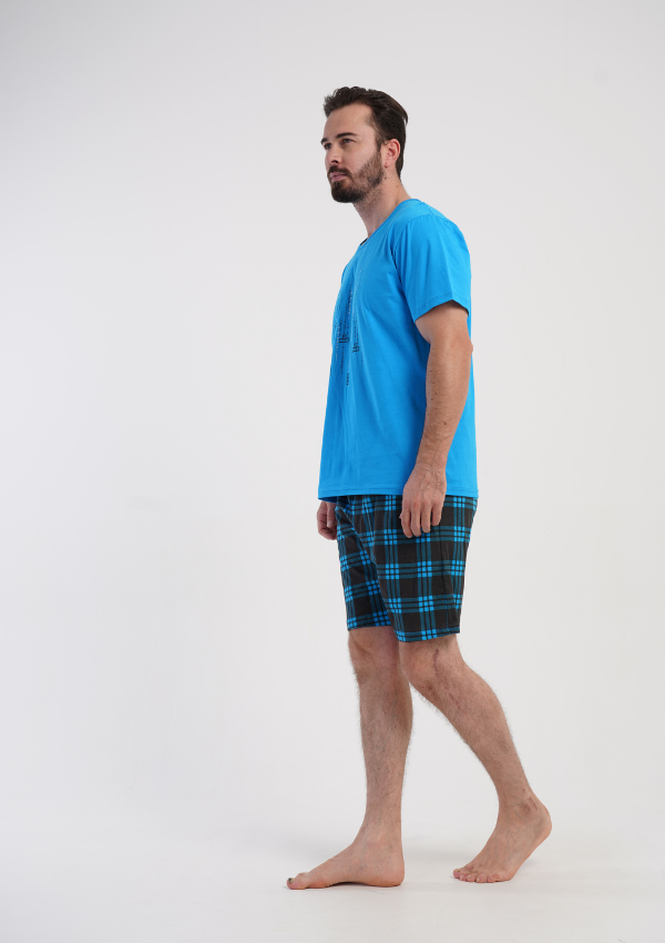 Piżama Męska Vienetta Blue Lumber, Niebieski, r. 1XL-4XL