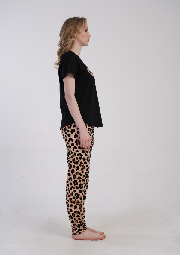 Piżama Damska Vienetta Wild Moment, Czarny, r. 1XL-4XL