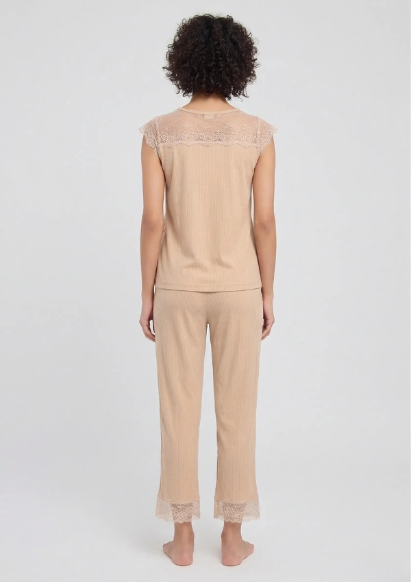 Piżama Damska Beige Elegance, Beżowy, r. M-XXL