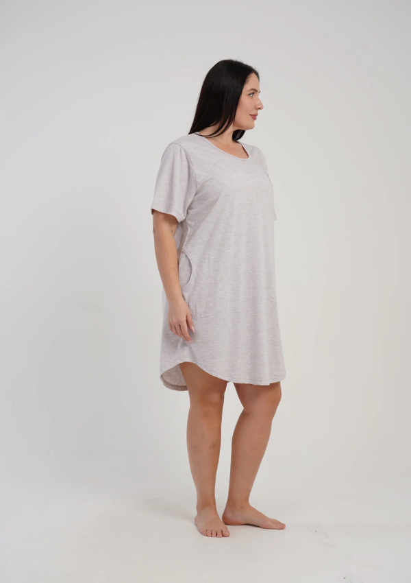 Koszula Nocna Damska Vienetta Soft Melange, Beżowy, r. 1XL - 4XL