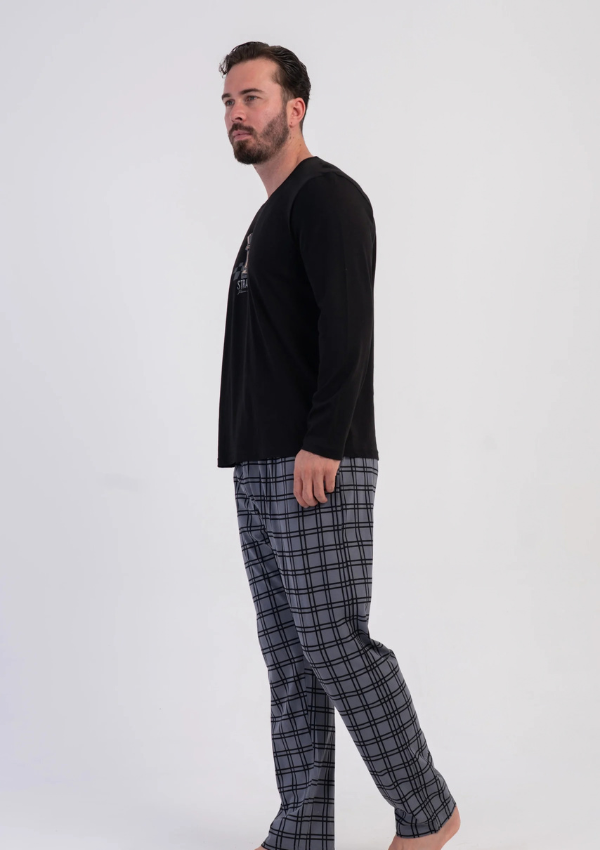 Piżama Męska Vienetta Chess Check, Czarny, r. M-XL