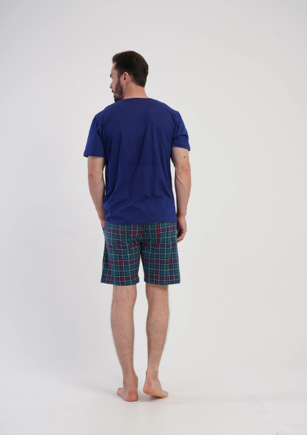 Piżama Męska Vienetta Summer Check, Granatowy, r. 1XL-4XL