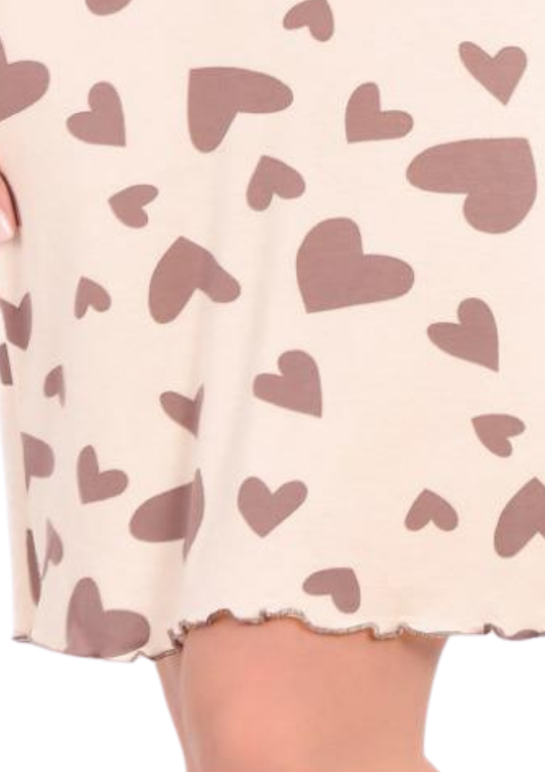 Koszula Nocna Brown Hearts, Ecru, r. M - 3XL