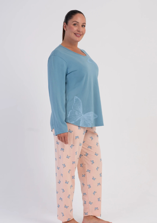 Piżama Damska Vienetta Butterfly Plus, Niebieski, r. 1XL-4XL