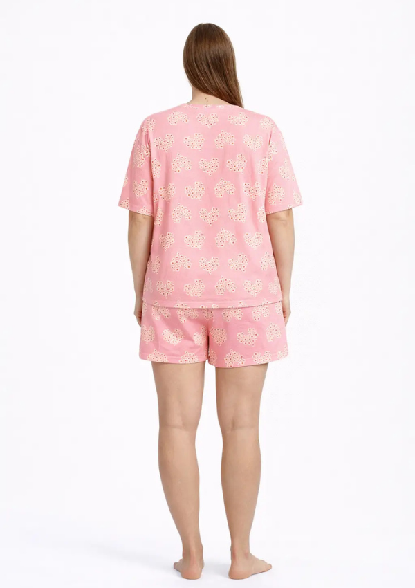 Piżama damska Pink Hearts, Różowy, r. 2XL - 4XL