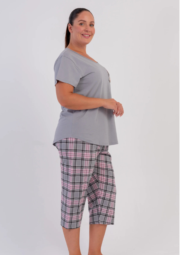 Piżama Damska Vienetta Grey Teddy, Szary, r. 1XL-4XL