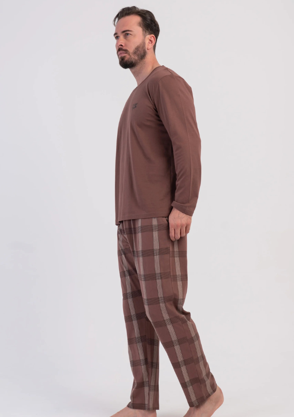 Piżama Męska Vienetta Mocha Heritage, Brązowy, r. M-XXL