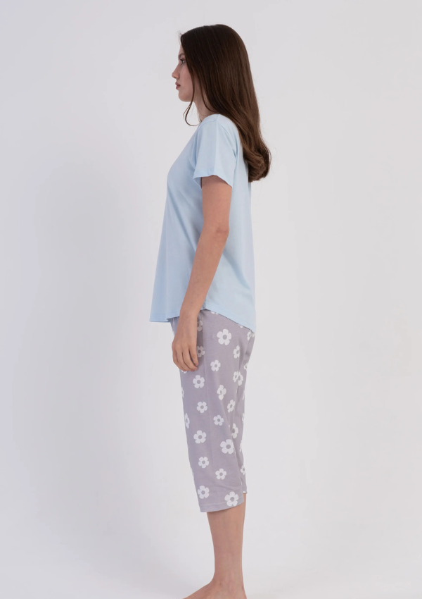 Piżama Damska Vienetta Blush Floral, Niebieski, r. M-XXL