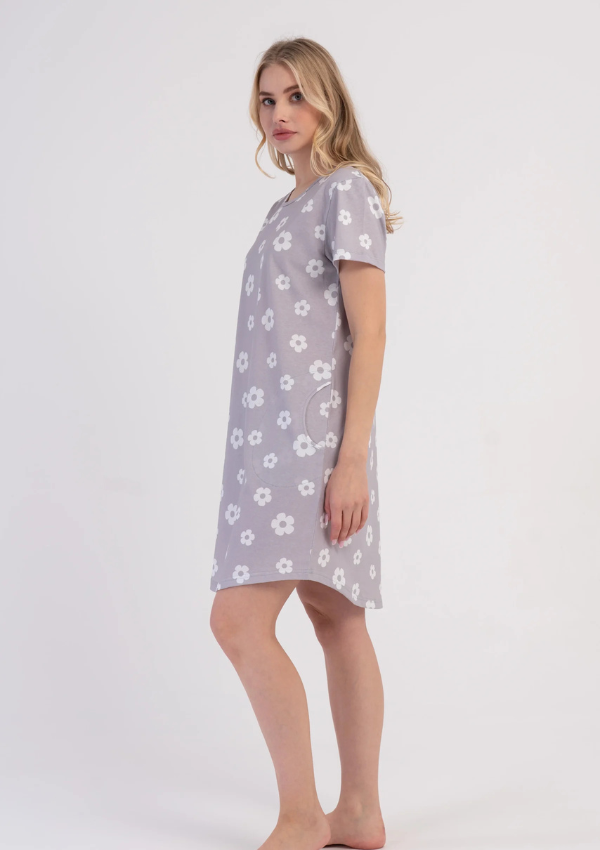 Koszula Nocna Vienetta Silver Daisy, Szary, r. M-XXL