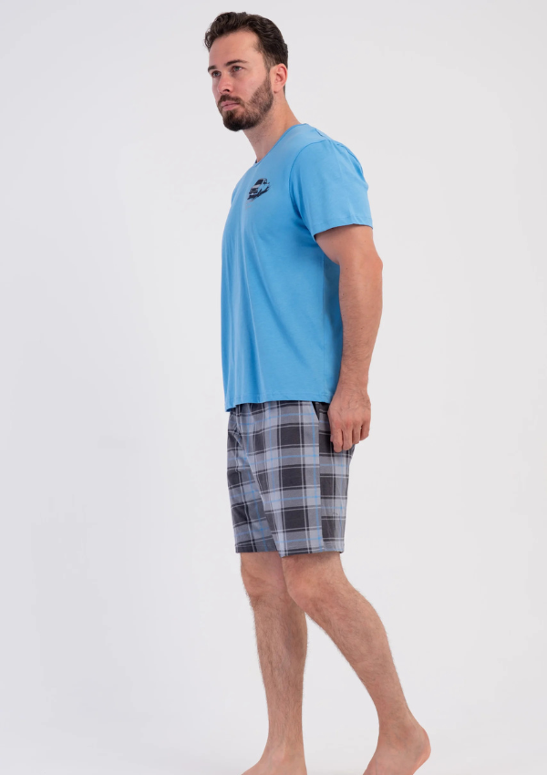Piżama Męska Vienetta Blue Motor, Niebieski, r. M-XXL
