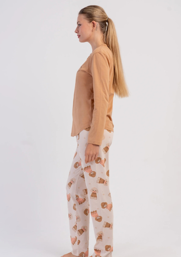 Piżama Damska Vienetta, Teddy Cozy, Beżowy, r. S-XL