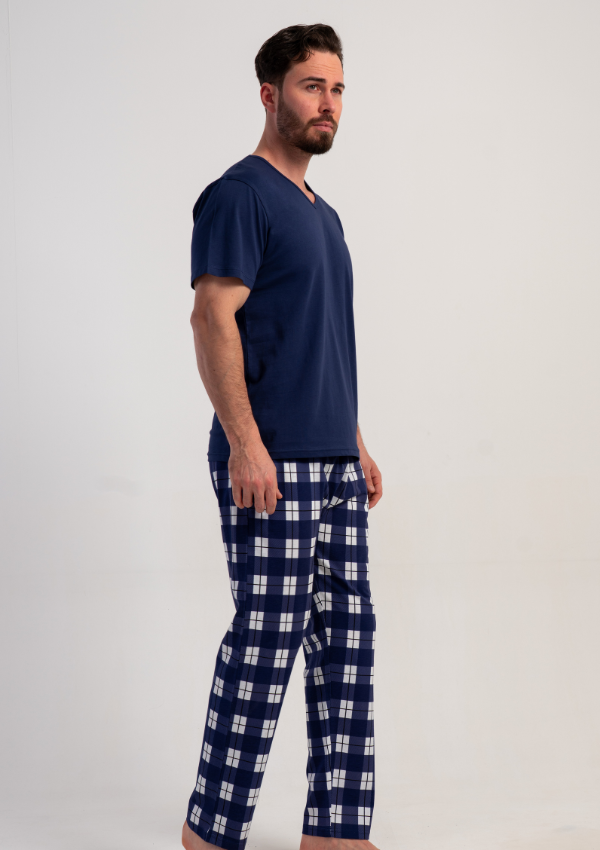 Piżama Męska Vienetta Navy Night, Granatowy, r. M-XXL