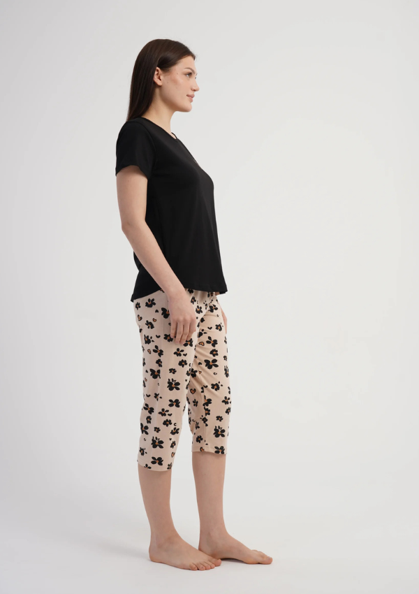 Piżama Damska Vienetta Floral Harmony, Czarny, r. L-XXL