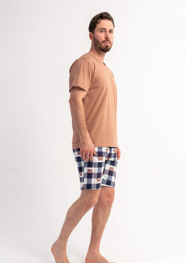 Piżama Męska Vienetta Bear Check, Beżowy, r. M-XL