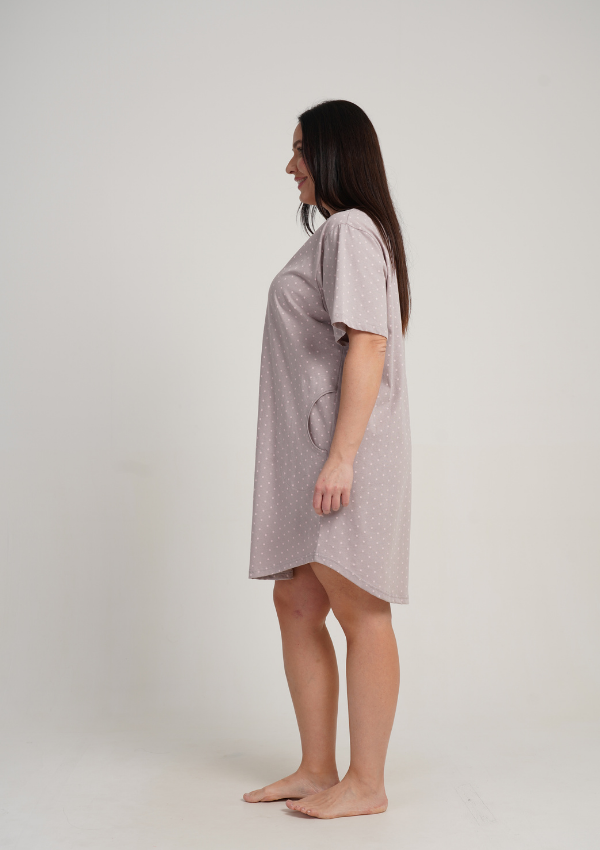 Koszula Nocna Damska Vienetta Beige Dots, Beżowy, r. 1XL - 4XL