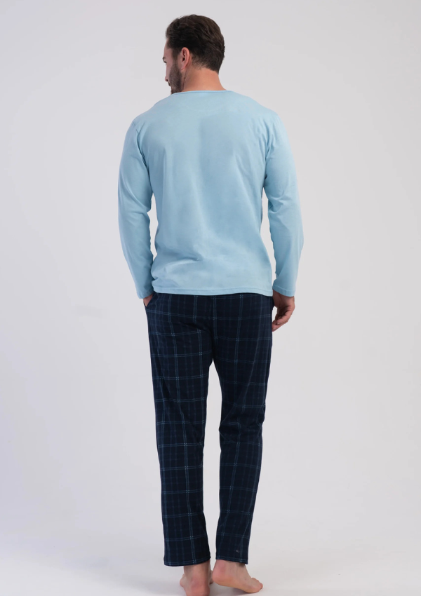 Piżama Męska Vienetta Sky Plaid, Niebieski, r. L-XXL