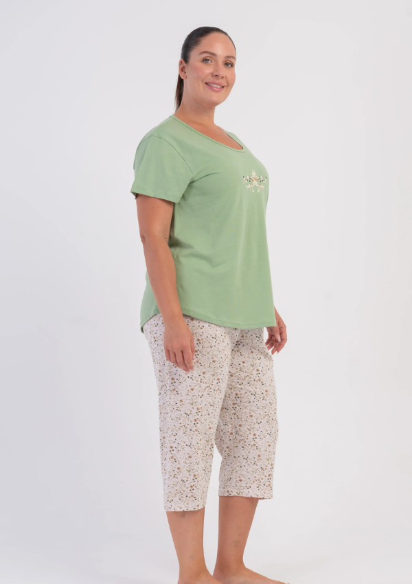 Piżama Damska Vienetta Sage Floral Summer, Zielony, r. 1XL-4XL