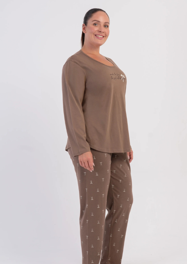 Piżama Damska Vienetta Bow Harmony, Brązowy, r. 1XL-4XL