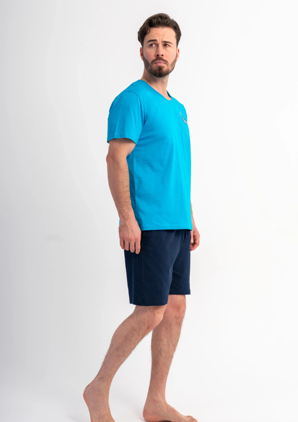 Piżama Męska Vienetta Ocean Ease, Niebieski, r. S-XL