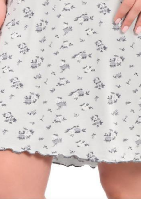 Koszula Nocna Silver Floral, Szary, r. M - 3XL