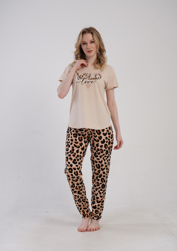 Piżama Damska Wild Love, Beżowy, r. 5XL-7XL