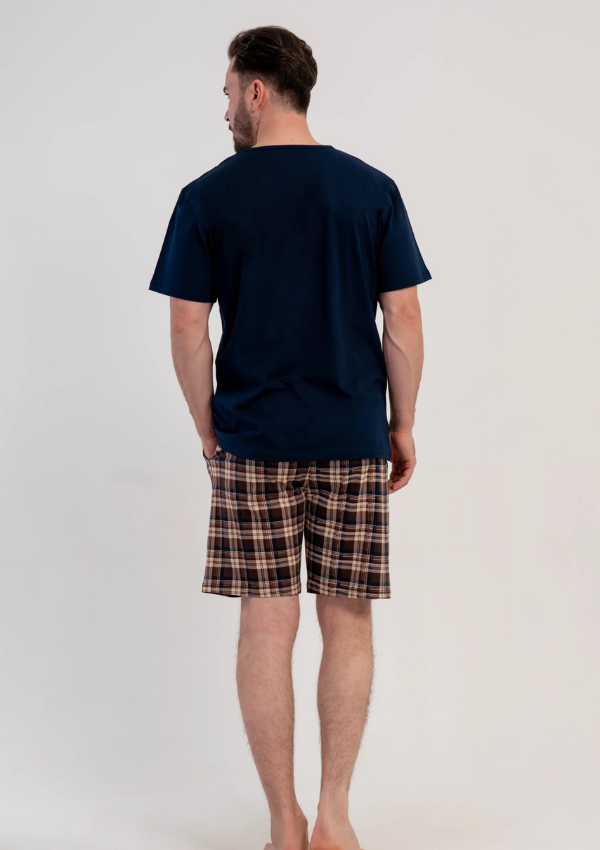 Piżama Męska Vienetta Big Navy Check, Granatowy, r. 5XL-7XL
