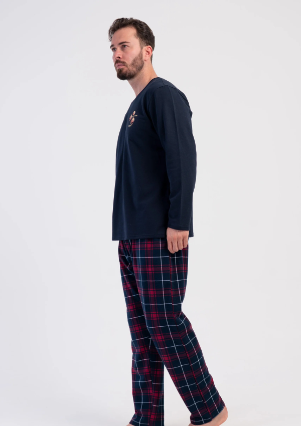 Piżama Męska Ocieplana Vienetta Midnight Burgundy, Granatowy, r. M-XXL