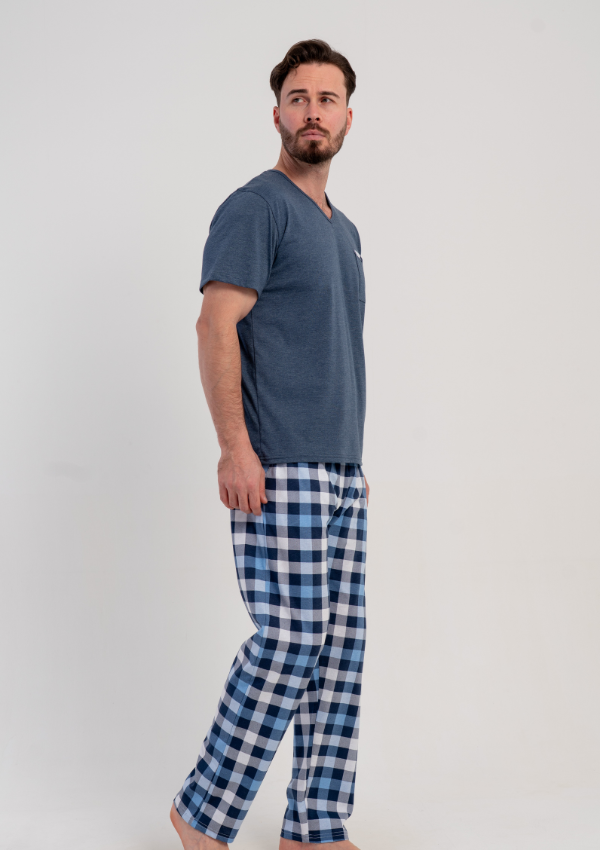 Piżama Męska Vienetta Blue Comfort, Szary, r. 1XL-4XL