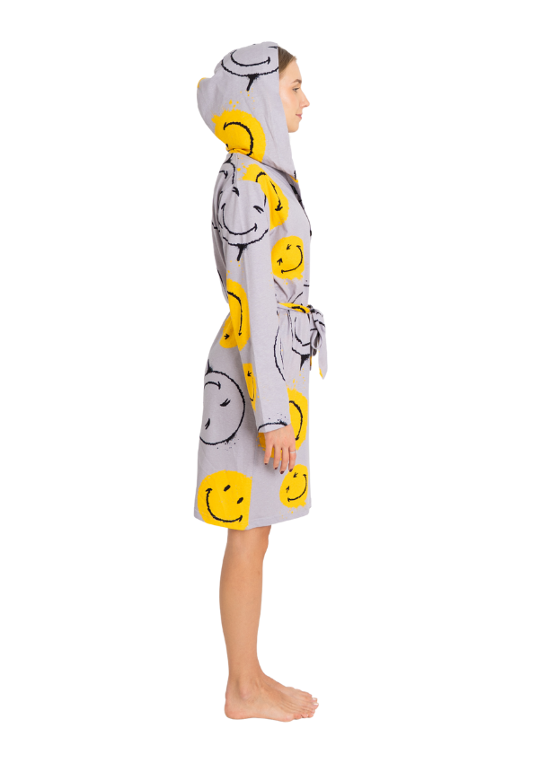 Szlafrok damski Vienetta Happy Mood, Szary, r. S-XL