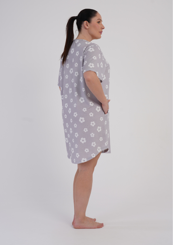 Koszula Nocna Damska Grey Blossom, Szary, r. 1XL - 4XL