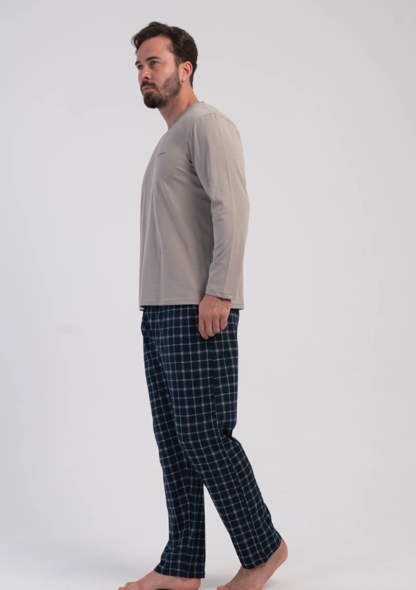 Piżama Męska Vienetta Sand Navy, Beżowy, r. 1XL-4XL
