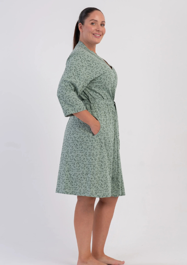Szlafrok damski Vienetta Sage Bloom, Zielony, r. 1XL - 4XL