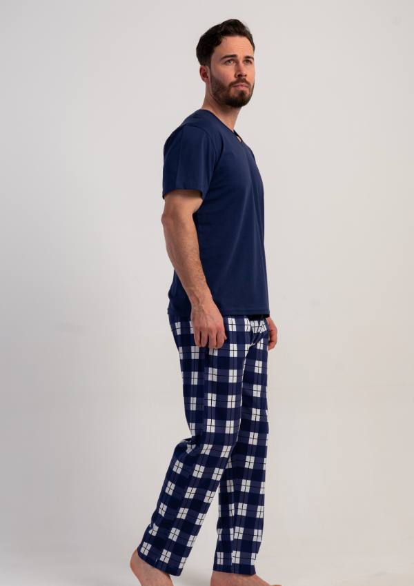 Piżama Męska Vienetta Navy Home, Granatowy r. 1XL-4XL