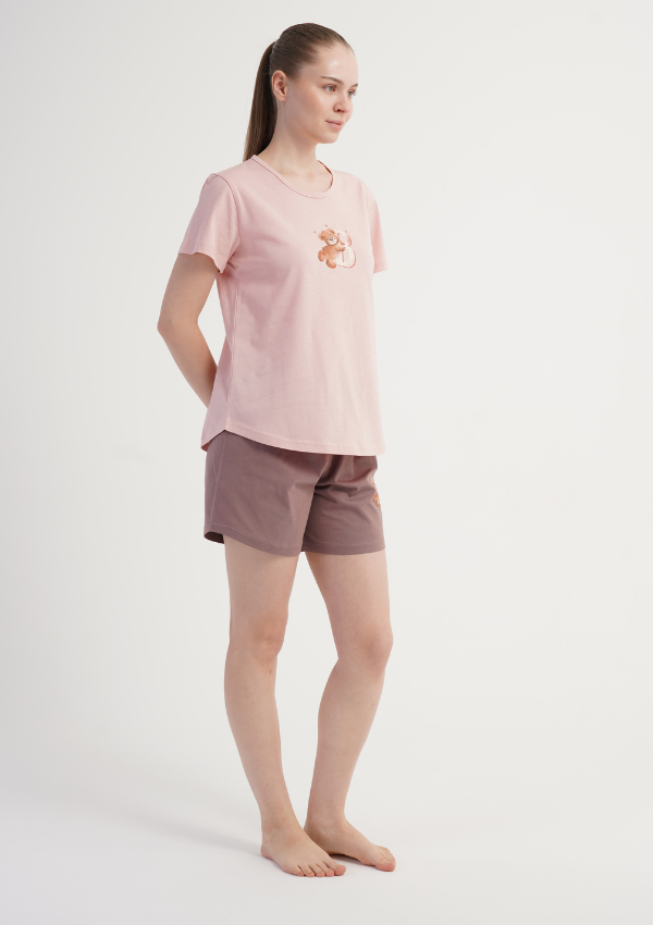Piżama Damska Vienetta Bear Bloom, Różowy, S -XL