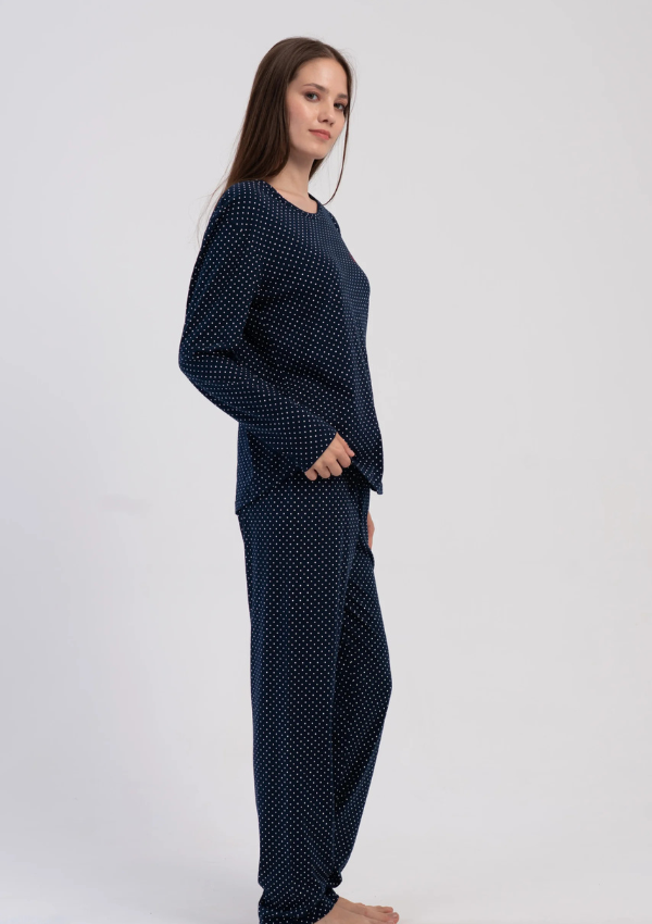 Piżama Damska Vienetta Dots Comfort, Granatowy, r. M-XXL
