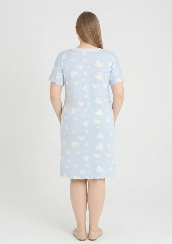 Koszula Nocna Blue Hearts, Niebieski, r. 2XL - 5XL