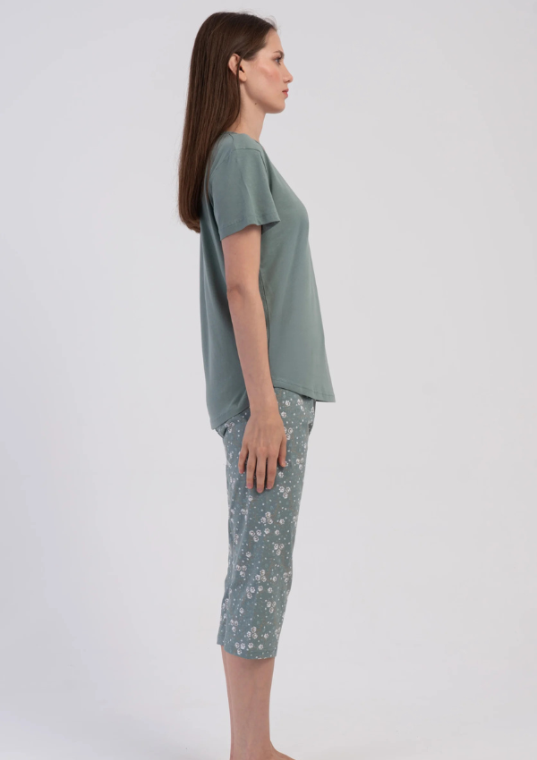 Piżama Damska Vienetta Sage Floral, Zielony, r. M-XXL