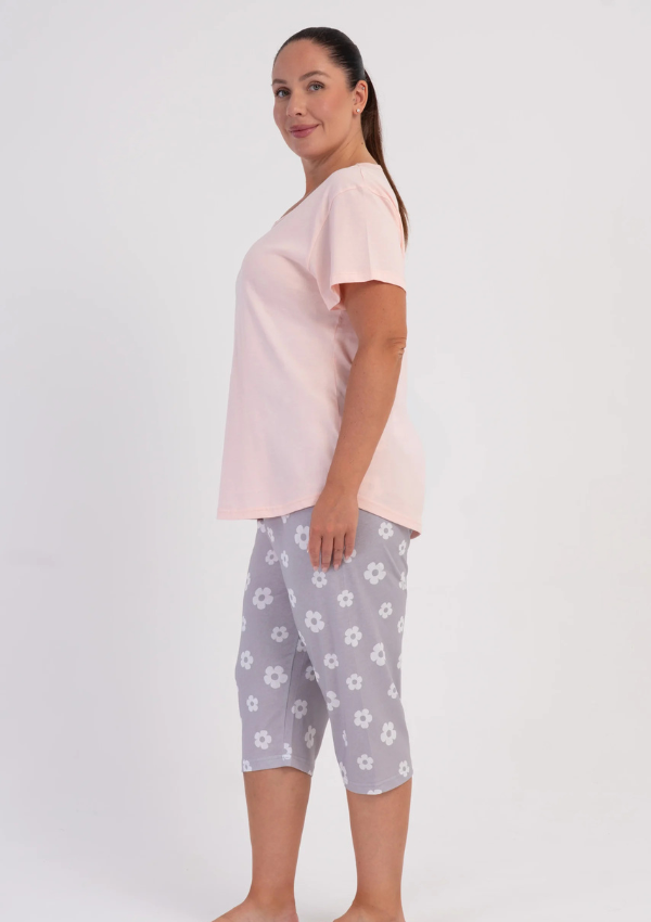 Piżama Damska Vienetta Butterfly Floral, Beżowy, r. 1XL-4XL