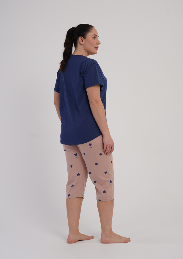 Piżama Damska Vienetta Navy Pink, Grantowy, r. 1XL-4XL